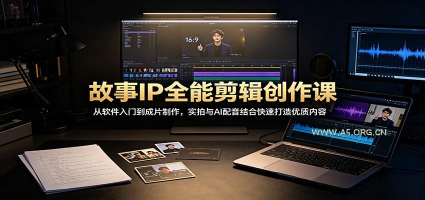故事IP全能剪辑创作课:从软件入门到成片制作,实拍与AI配音结合快速打造优质内容-小红泡