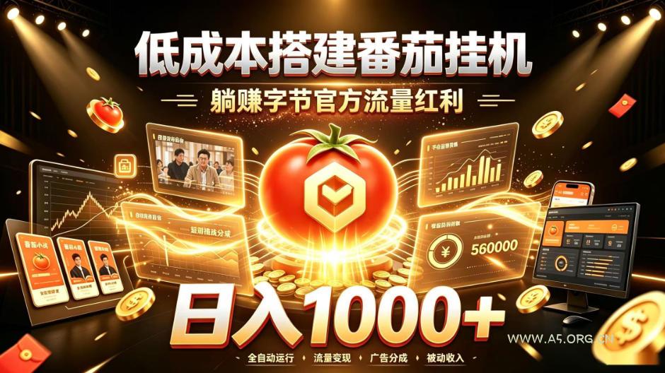 低成本搭建番茄挂G,躺賺字节官方流量红利,日入1k+,全程傻瓜式落地【揭秘】-小红泡