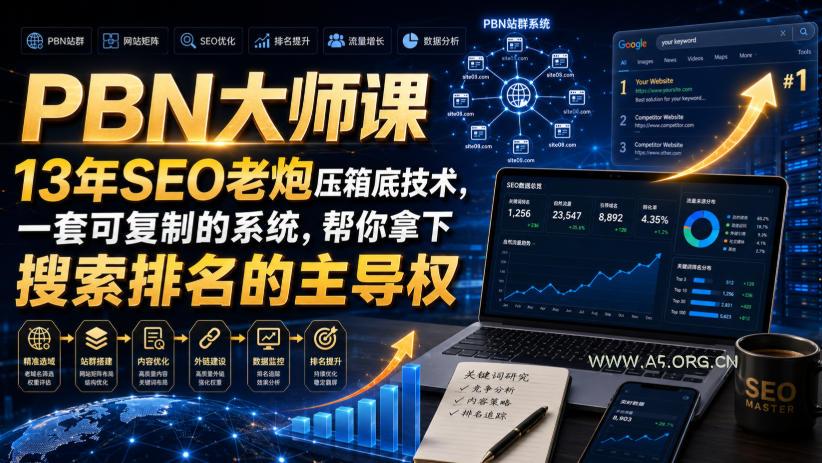 PBN大师课13年SEO老炮压箱底技术,一套可复制的系统,帮你拿下搜索排名的主导权【原创双语字幕】-小红泡