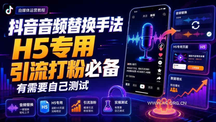 抖音音频替换手法H5专用,引流打粉必备,有需要自己测试-小红泡