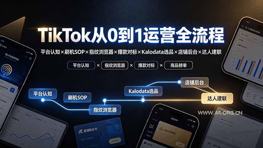 TikTok从0到1运营全流程-更新:平台认知×刷机SOP×指纹浏览器×爆款对标×Kalodata选品×店铺后台×达人建联-小红泡