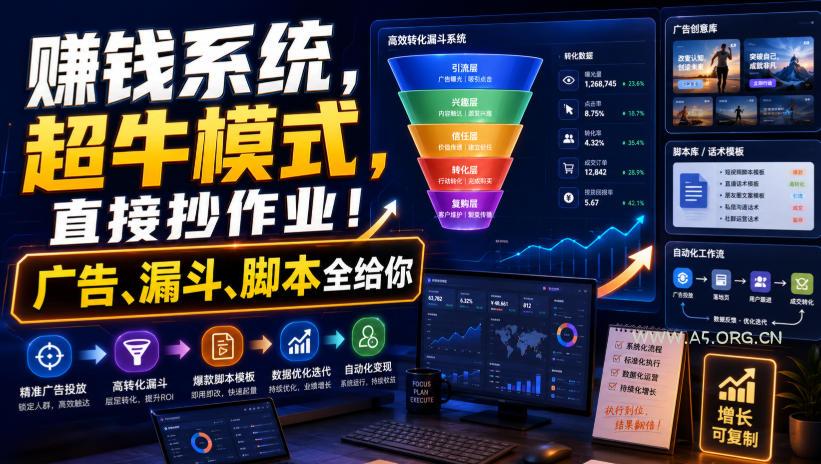 賺钱系统,超牛模式,直接抄作业!广告、漏斗、脚本全给你【原创双语字幕】-小红泡