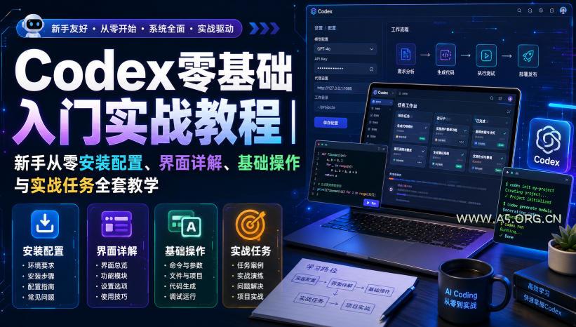 Codex零基础入门实战教程|新手从零安装配置、界面详解、基础操作与实战任务全套教学-小红泡