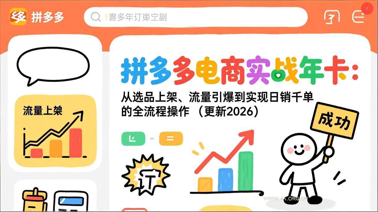 拼多多电商实战年卡：从选品上架、流量引爆到实现日销千单的全流程操作(更新2026年8月-小红泡