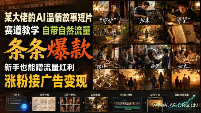 某大佬的AI温情故事短片赛道教学,自带自然流量,条条爆款,新手也能蹭流量红利,涨粉接广告变现-小红泡