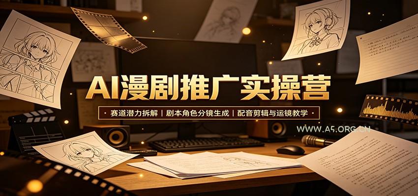 AI漫剧推广实操营:赛道潜力拆解,剧本角色分镜生成,配音剪辑与运镜教学-小红泡