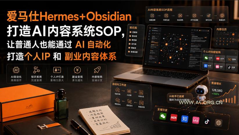 爱马仕Hermes+Obsidian打造AI内容系统SOP,让普通人也能通过 AI 自动化打造个人IP 和 副业内容体系-小红泡