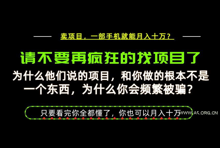 为什么做项目的人大多都是炮灰?为什么只有卖项目才能稳?看完你也可以月入10W+【揭秘】-小红泡
