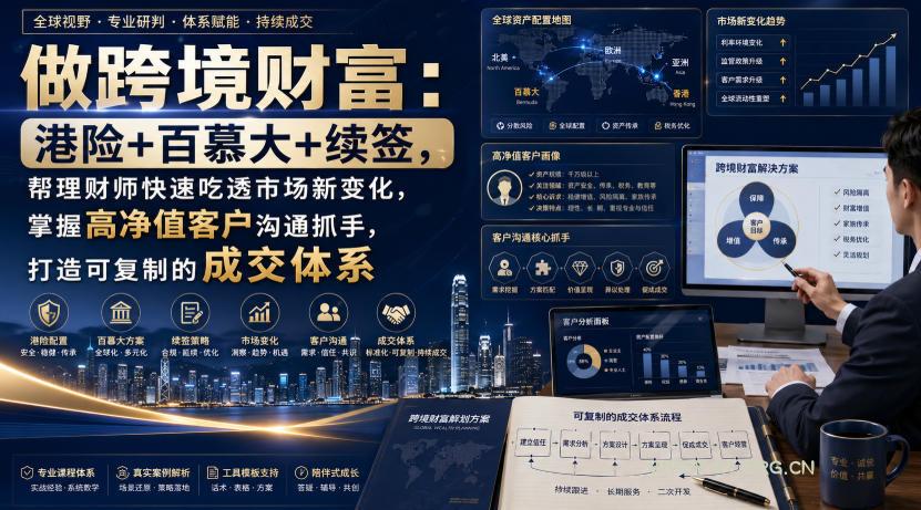 做跨境财富:港险+百慕大+续签,帮理财师快速吃透市场新变化,掌握高净值客户沟通抓手,打造可复制的成交体系-小红泡
