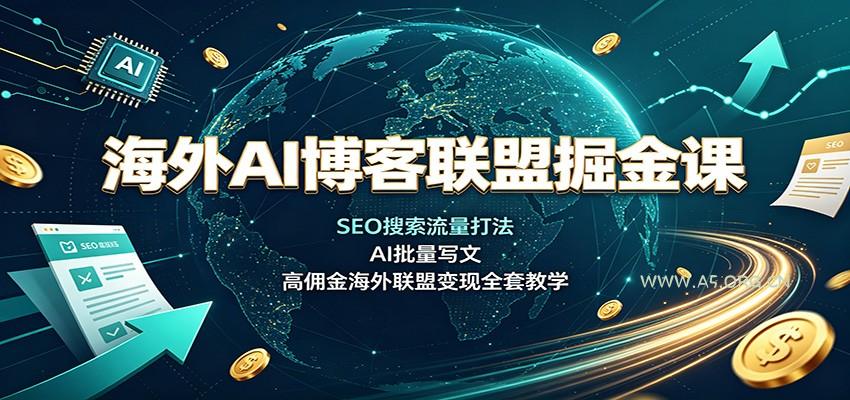 海外AI博客联盟掘金课:SEO搜索流量打法,AI批量写文,高佣金海外联盟变现全套教学-小红泡