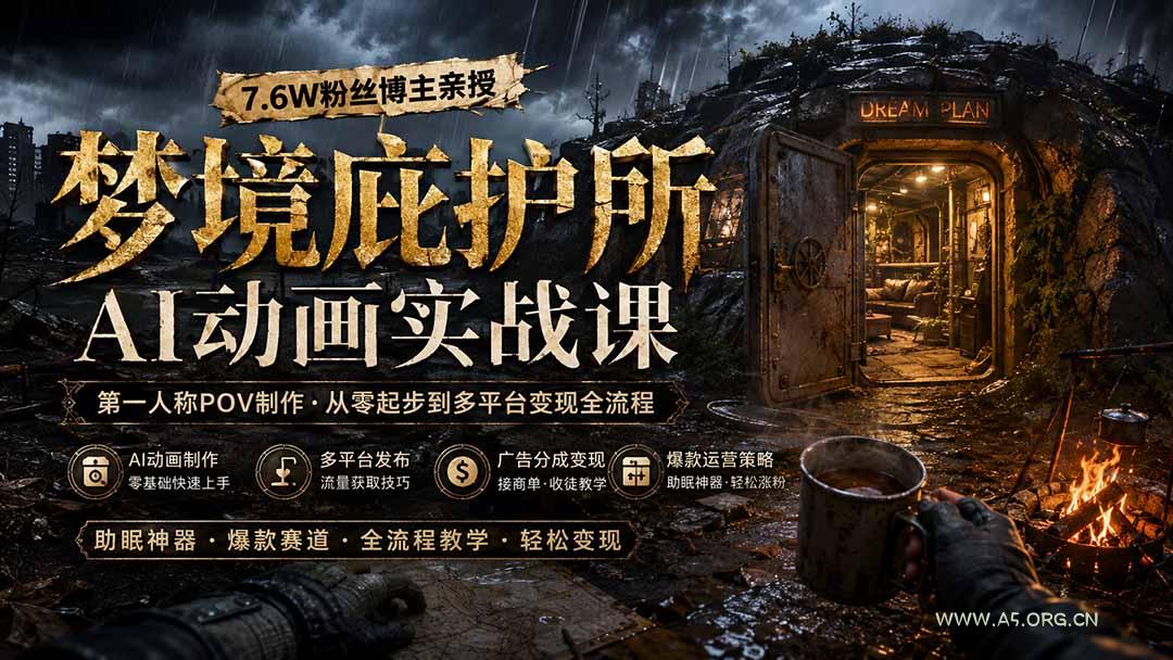梦境庇护所AI动画实战课:7.6W粉丝博主亲授第一人称POV制作,从零起步到多平台发布变现全流程-小红泡