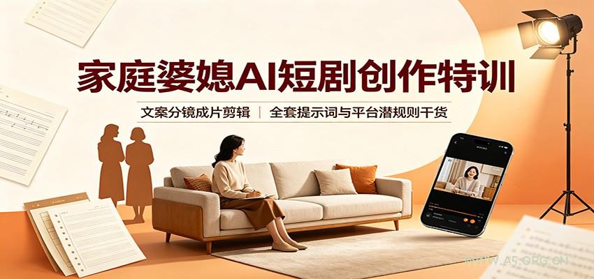 家庭婆媳AI短剧创作特训:文案分镜成片剪辑,全套提示词与平台潜规则干货-小红泡
