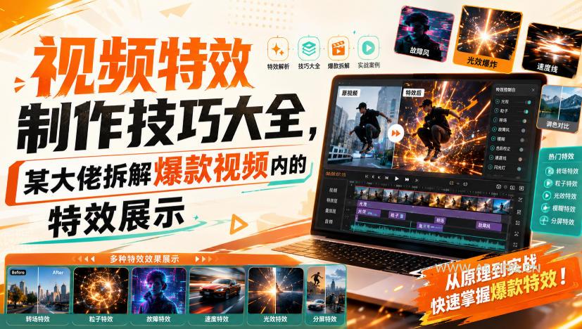 视频特效制作技巧大全,某大佬拆解爆款视频内的特效展示-小红泡