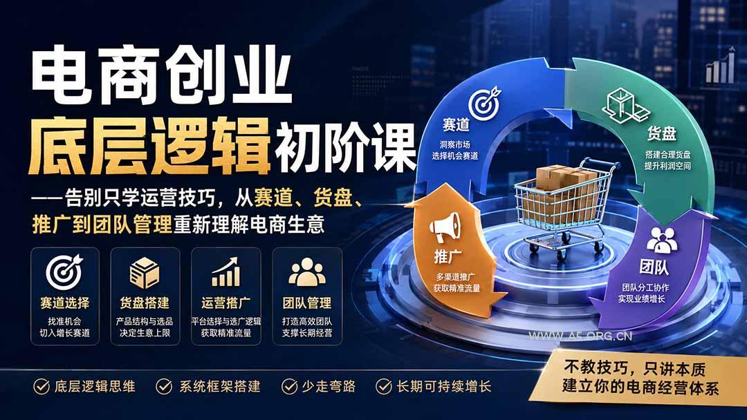 电商创业底层逻辑初阶课——告别只学运营技巧,从赛道、货盘、推广到团队管理重新理解电商生意-小红泡