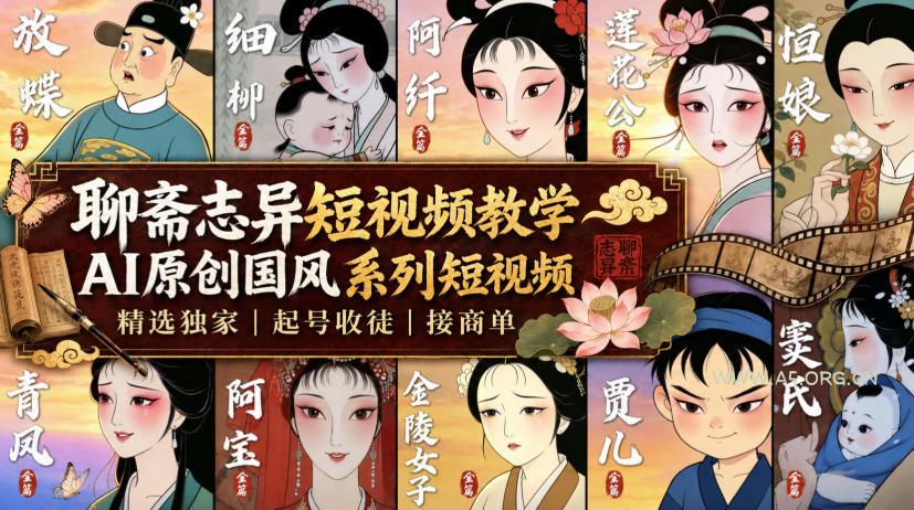 聊斋志异短视频教学，AI原创国风系列短视频，精选独家丨起号收徒丨接商单(更新0818)-小红泡