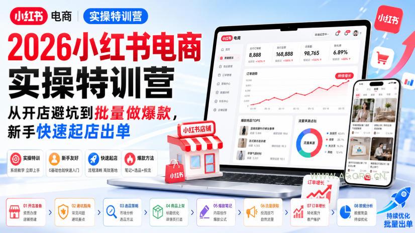 2026小红书电商实操特训营,从开店避坑到批量做爆款,新手快速起店出单-小红泡