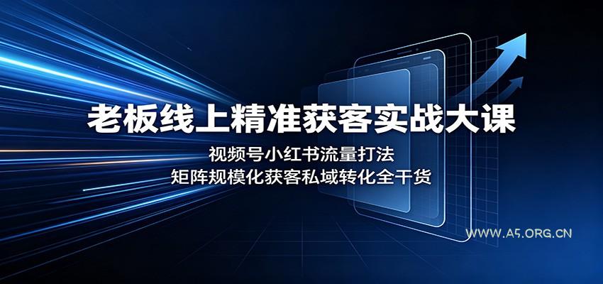 老板线上精准获客实战大课:视频号小红书流量打法,矩阵规模化获客私域转化全干货-小红泡