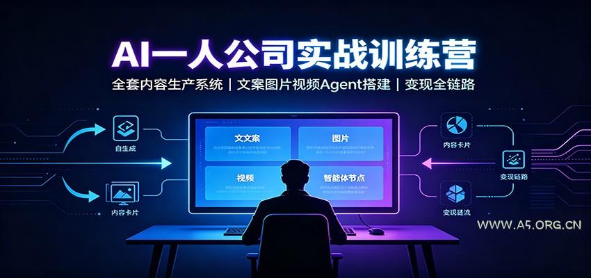 AI创作一人公司实战训练营:全套内容生产系统,文案图片视频Agent搭建变现全链路-小红泡