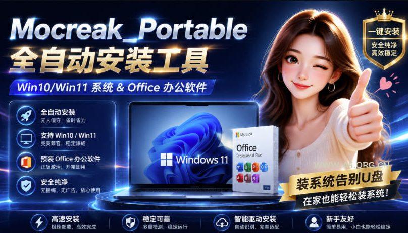 Mocreak全自动安装office和win10、win11系统,告别U盘装系统,使用安全可靠-小红泡