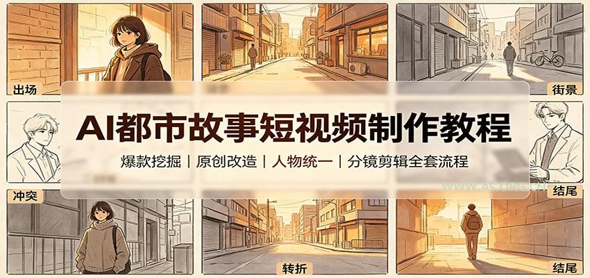 AI都市故事短视频制作教程：爆款挖掘原创改造，人物统一分镜剪辑全套流程-小红泡