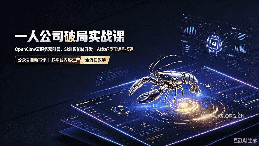 一人公司破局实战课|OpenClaw云服务器部署、Skill智能体开发、AI龙虾员工矩阵搭建,公众号自动写作与多平台内容…-小红泡