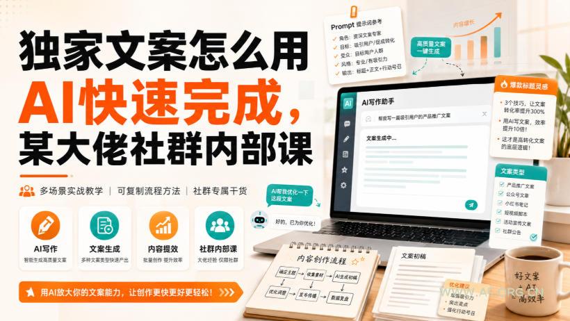 独家文案怎么用AI快速完成,某大佬社群内部课-小红泡