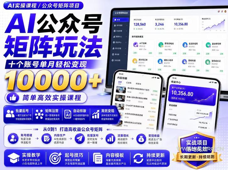 AI公众号矩阵实操玩法:内含价值399的提示词,三分钟一篇爆款文章,支持矩阵多账号运营-小红泡