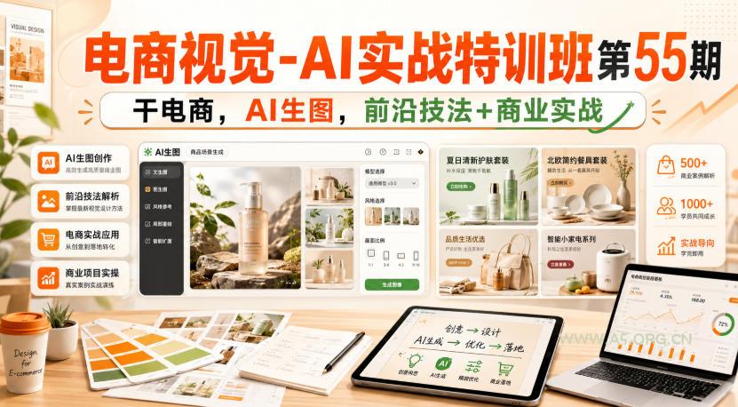 电商视觉-AI实战特训班第55期,干电商,AI生图,前沿技法+商业实战-小红泡