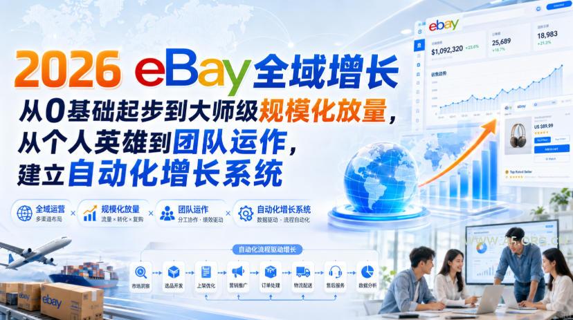 2026 eBay全域增长,从0基础起步到大师级规模化放量,从个人英雄到团队运作,建立自动化增长系统-小红泡