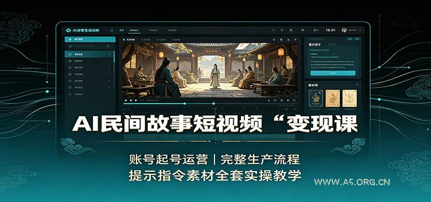 AI民间故事短视频变现课：账号起号运营，完整生产流程，提示指令素材全套实操教学-小红泡