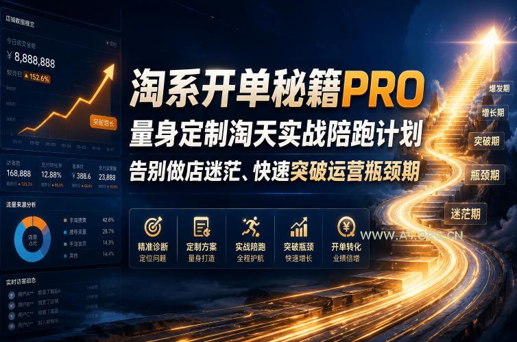 淘系开单秘籍PRO,量身定制淘天实战陪跑计划,告别做店迷茫、快速突破运营瓶颈期(更新260823)-小红泡