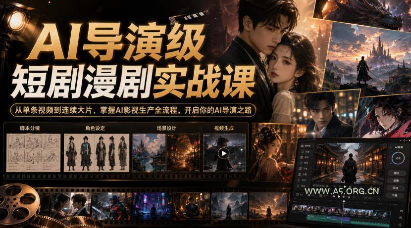 AI导演级短剧漫剧实战课,从单条视频到连续大片,掌握AI影视生产全流程,开启你的AI导演之路!-小红泡