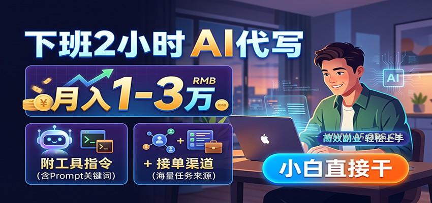 下班2小时AI代写,月入1-3万,附工具指令+接单渠道,小白直接干-小红泡