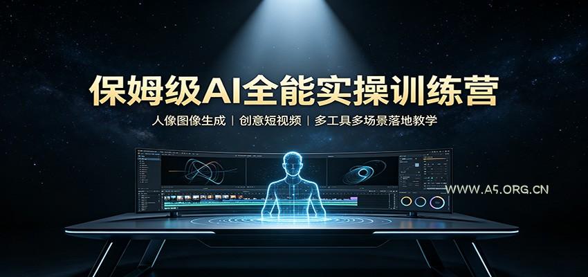 保姆级AI全能实操训练营:人像图像生成,创意短视频,多工具多场景落地教学-小红泡