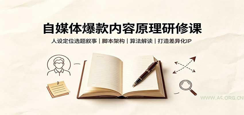 自媒体爆款内容原理研修课:人设定位选题叙事,脚本架构,算法解读打造差异化IP-小红泡