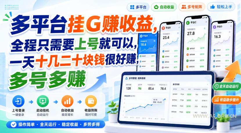 多平台挂G賺收益,全程只需要上号就可以,一天十几二十块钱很好賺,多号多賺【揭秘】-小红泡