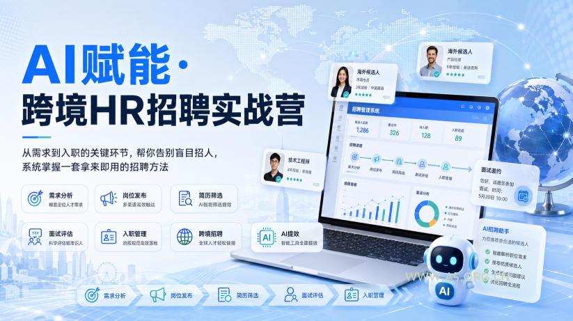 AI赋能·跨境HR招聘实战营,从需求到入职的关键环节,帮你告别盲目招人,系统掌握一套拿来即用的招聘方法-小红泡