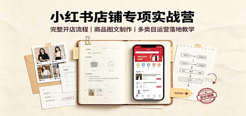 小红书店铺专项实战营:完整开店流程,商品图文制作,多类目运营落地教学-小红泡
