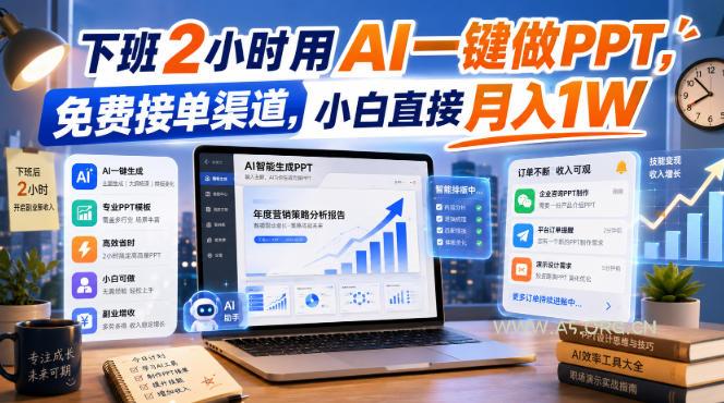 下班2小时用AI一键做PPT,免费接单渠道,小白直接月入1W【揭秘】-小红泡