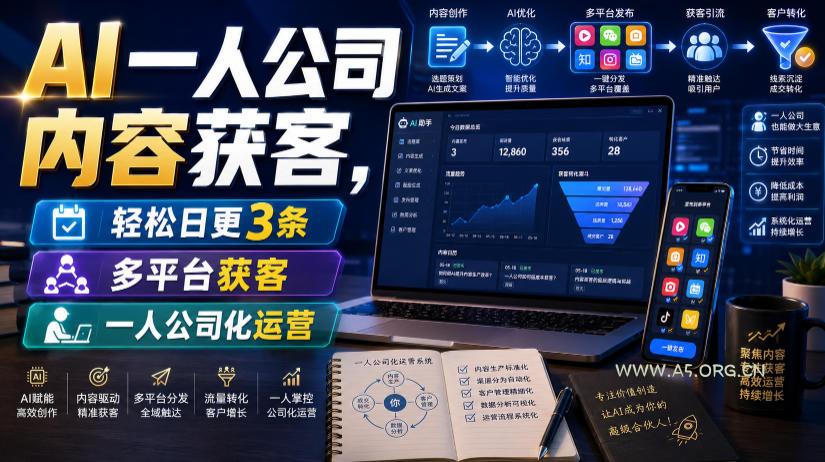 AI一人公司内容获客,轻松日更3条,多平台获客,一人公司化运营(更新0827)-小红泡