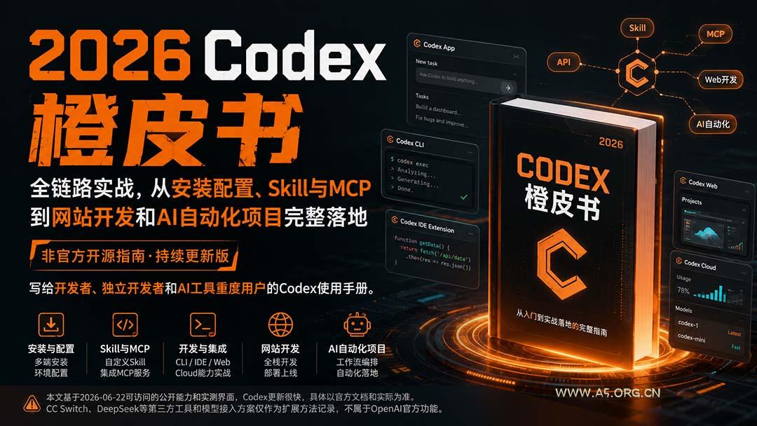 2026Codex橙皮书:全链路实战,从安装配置、Skill与MCP到网站开发和AI自动化项目完整落地-小红泡