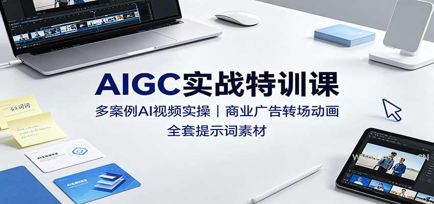 AIGC实战特训课:多案例AI视频实操,商业广告转场动画,全套提示词素材-小红泡