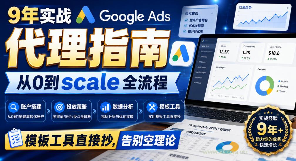 9年实战Google Ads代理指南:从0到scale全流程,模板工具直接抄,告别空理论【原创双语字幕】-小红泡