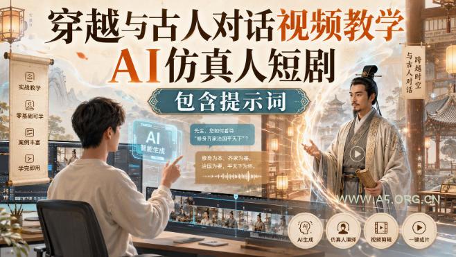 穿越与古人对话视频教学，AI仿真人短剧，包含提示词-小红泡