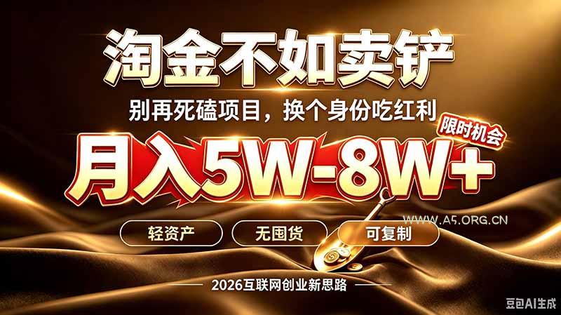 别再傻乎乎埋头跑项目！互联网真正赚钱逻辑：做卖铲人，拒绝当韭菜，逆风翻盘月入5-8W+-小红泡