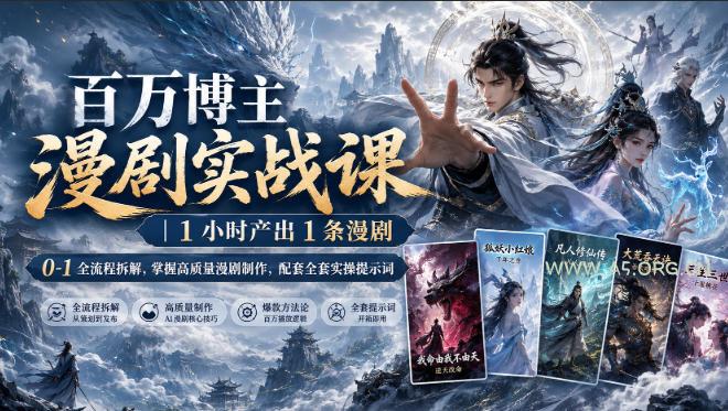 百万博主漫剧实战课|1小时产出1条漫剧,0‑1全流程拆解,掌握高质量漫剧制作,配套全套实操提示词-小红泡