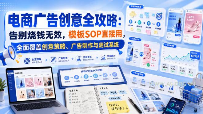 电商广告创意全攻略:告别烧钱无效,模板SOP直接用,全面覆盖创意策略、广告制作与测试系统【原创双语字幕】-小红泡