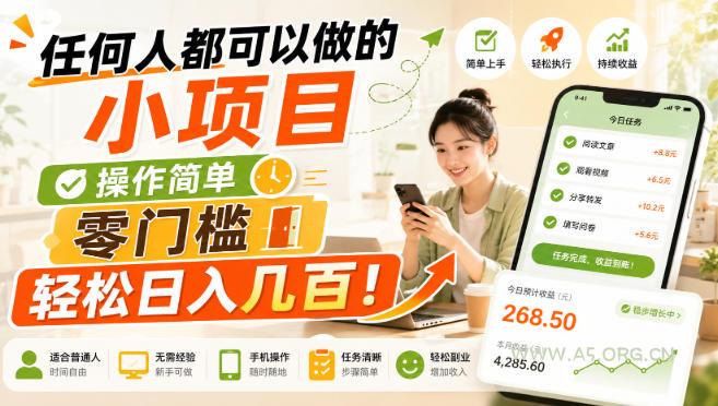 任何人都可以做的小项目：操作简单，零门槛轻松日入几百！【揭秘】-小红泡