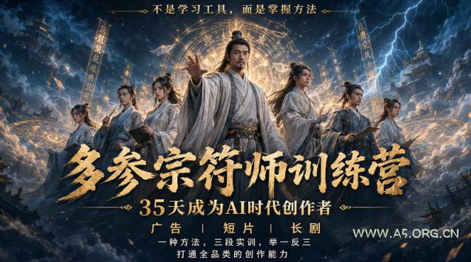 多参宗符师训练营,35天成为AI时代创作者,广告|短片|长剧,一种方法,三段实训,举一反三,打通全品类的创作能力-小红泡