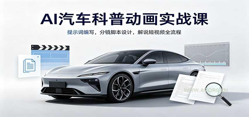 AI汽车科普动画实战课:提示词编写,分镜脚本设计,解说短视频全流程-小红泡